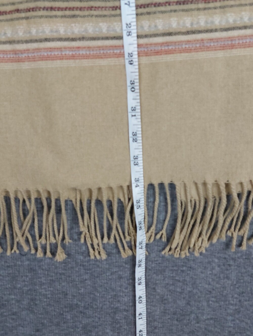 FIELD GEAR WOMENS VTG TAN BROWN WOOL BLEND WESTERN FRINGE BLANKET SKIRT 12 - Picture 3 of 7